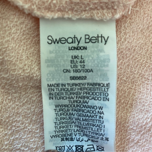 Sweaty Betty Side Slit Sweatshirt Dusty Pink Thumbholes Womens L 12 - Picture 9 of 14